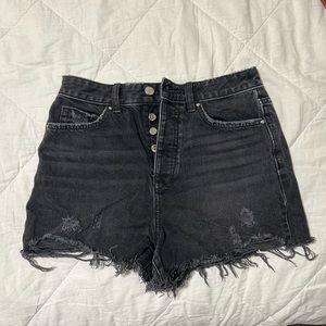 Black denim high waisted shorts